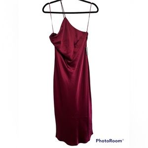Express satin cross back one shoulder slip dress size s